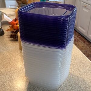 Purple and Clear Square Food Storage Container Set of 17 NWOT